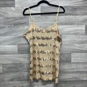 Buckle Tank Top Women's XL Gold Sequin Glamorous Adjustable‎ Straps Sleeveless